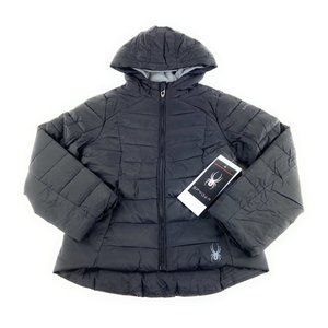 Spyder Youth Girl's Clara Short Black Hooded Puffer Winter Jacket Sizes S - XL